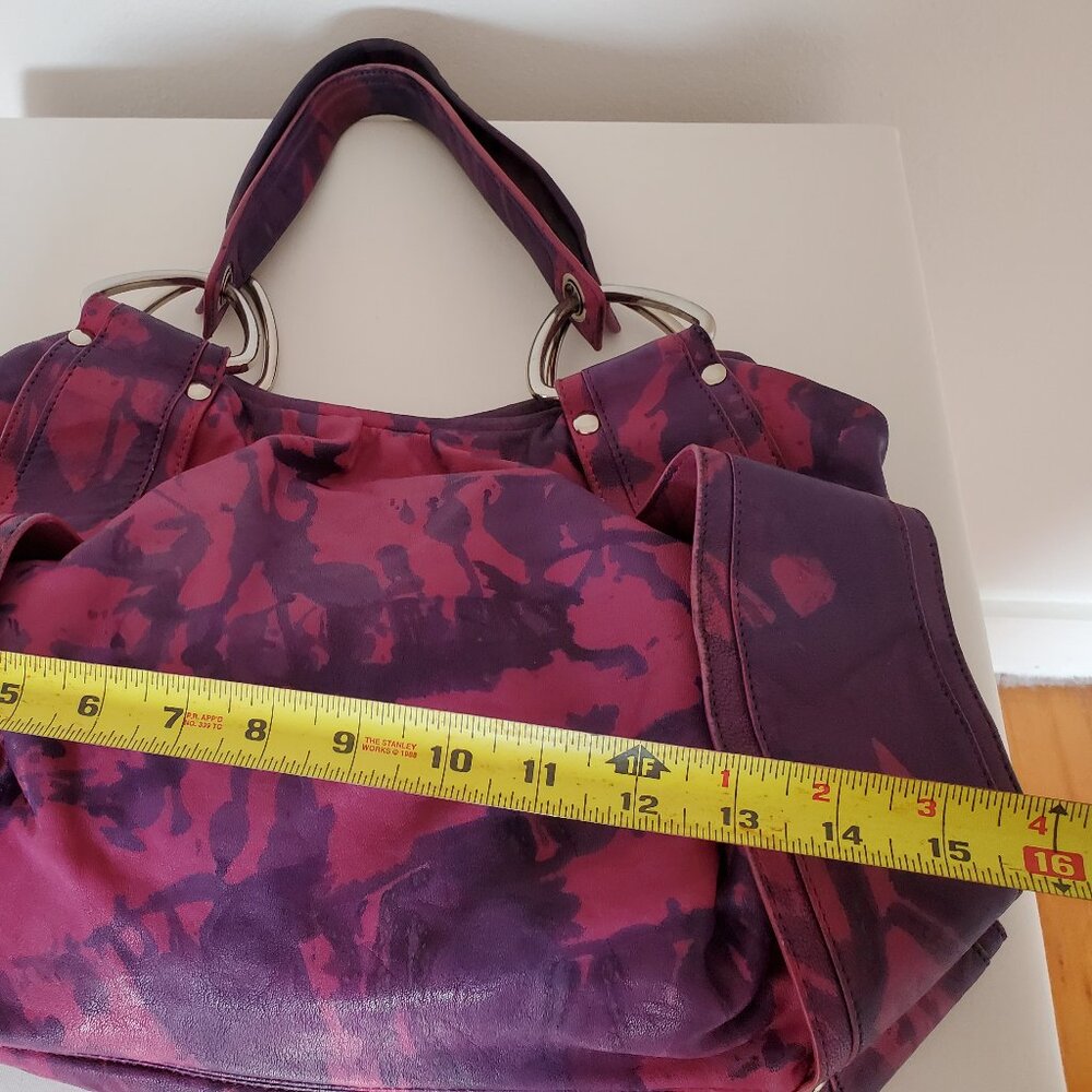 Kooba Leather Purse Hobo Handbag purple navy blue fuscia pink painted tie dyed - Picture 4 of 16